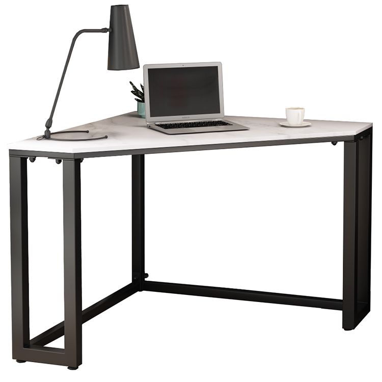 Corner Desk Modern Style SLATE Top Black Metal Legs for Bedroom