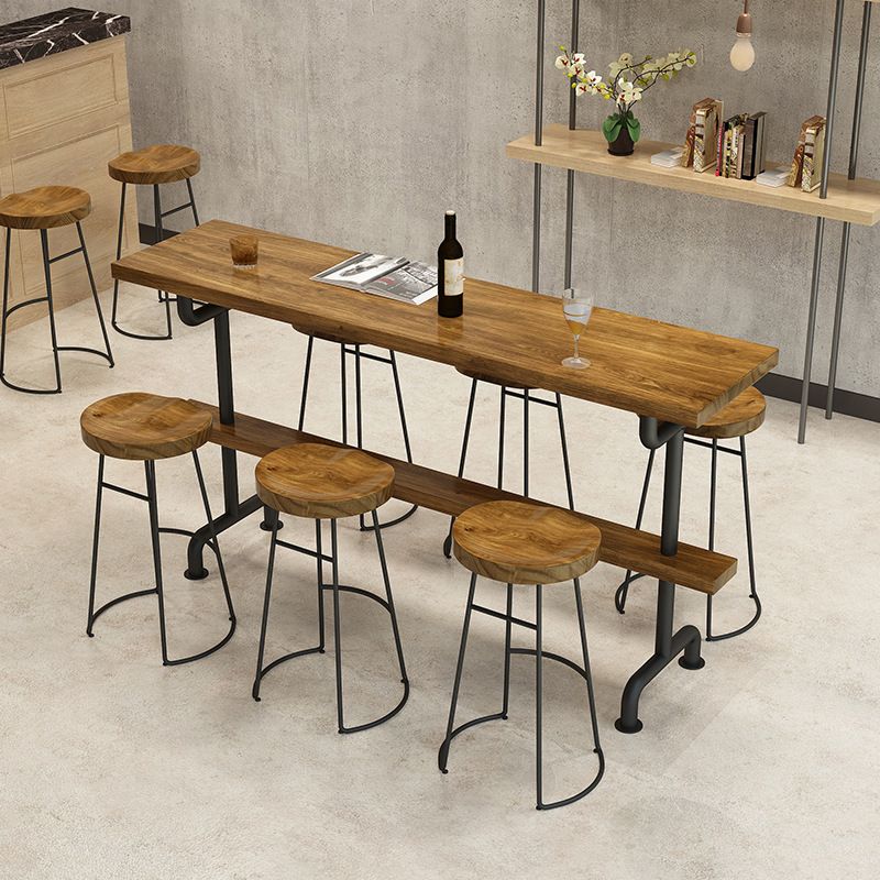 Rectangle Bar Dining Table Contemporary Wood Bar Table with Trestle Base