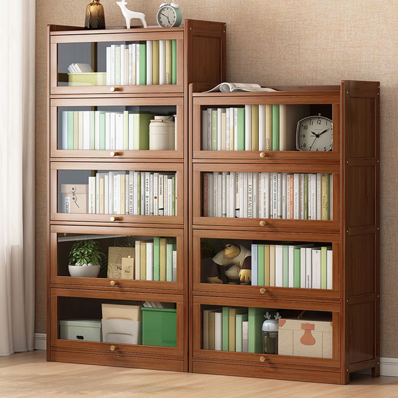 Contemporary Bamboo Bookcase Closed Back Bookshelf with Shelves for Study Room