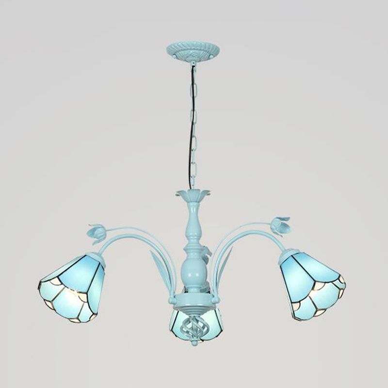 Pendant Conical Chandelier Lumière 3/6/8 LUMIÈRES TOLÉS VOIE BAROQUE MOTE DE LAMPE PROSIBLE EN BLEU / BLEU DARK POUR LE SOIR