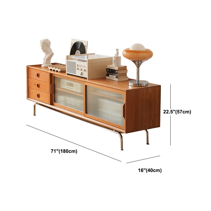 Modern Style Cherry Wood TV Stand Console 3 Drawers TV Media Console with 2 Doors