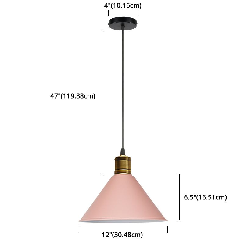 Metaal taps toelopend hangende licht Noordse moderne stijl 1 lichte restaurant plafond hanglamp