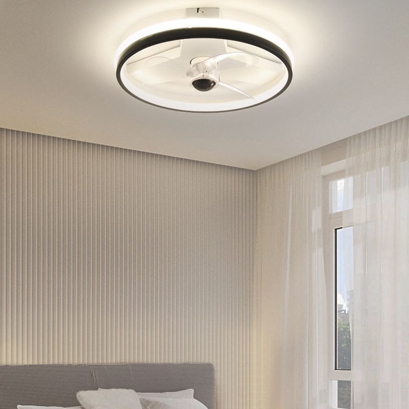 Modernism Single White/Black Ceiling Fan Lamp LED Ceiling Fan Light for Bedroom