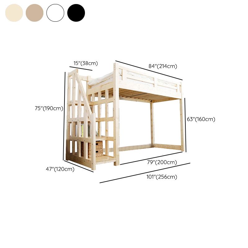 No Theme Scandinavian Loft Bed Solid Wood Gender Neutral Kids Bed