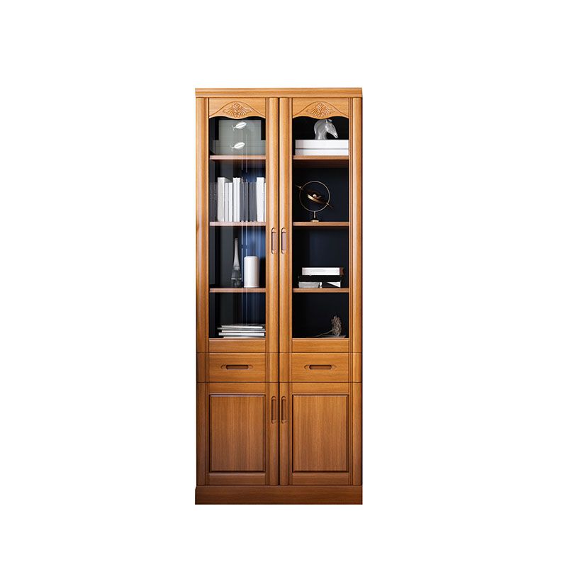 Contemporary File Cabinet Rubber Wood Frame Vertical File Cabinet with Shelves