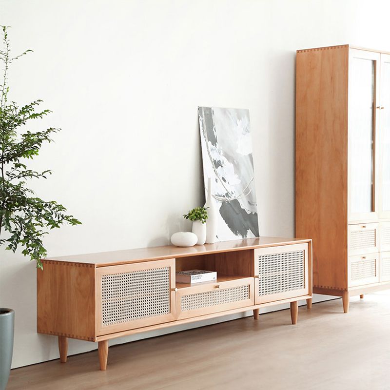 Solid Wood Media Console Scandinavian TV Stand Console for Living Room