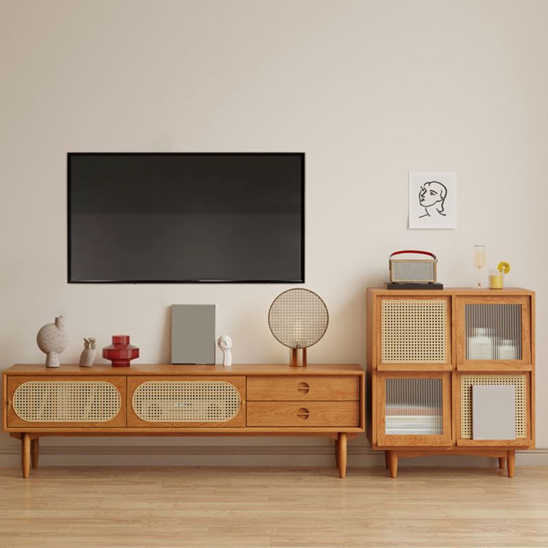 Scandinavian TV Media Stand Solid Wood TV Console with Drawers