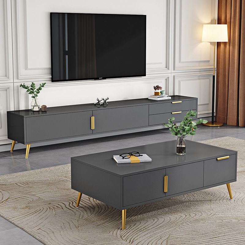 Faux Wood TV Console Contemporary TV Media Stand with Drawers