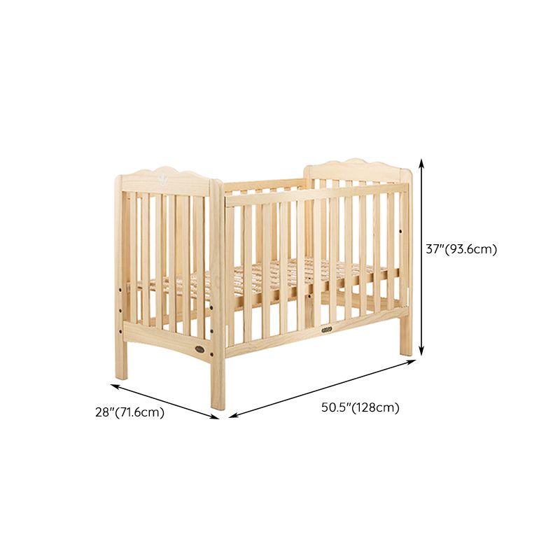 Convertible and Adjustable Height Crib Country Pine Crib with Guardrail