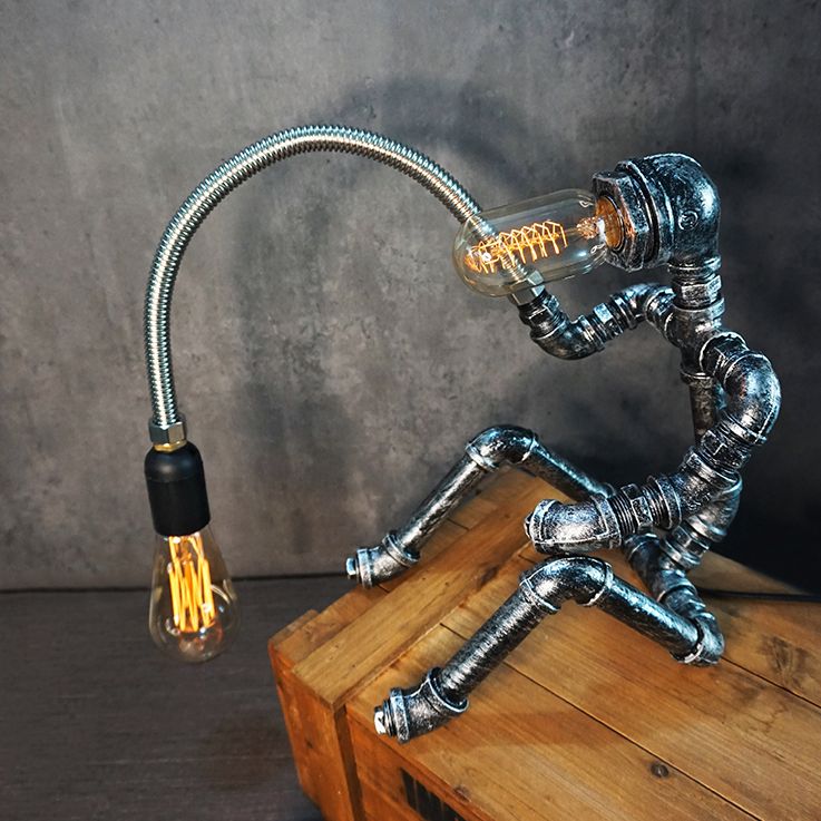 Metall Roboter Nacht Lampe Industrial Steampunk Style 1-Licht Schlafzimmer Tischlicht