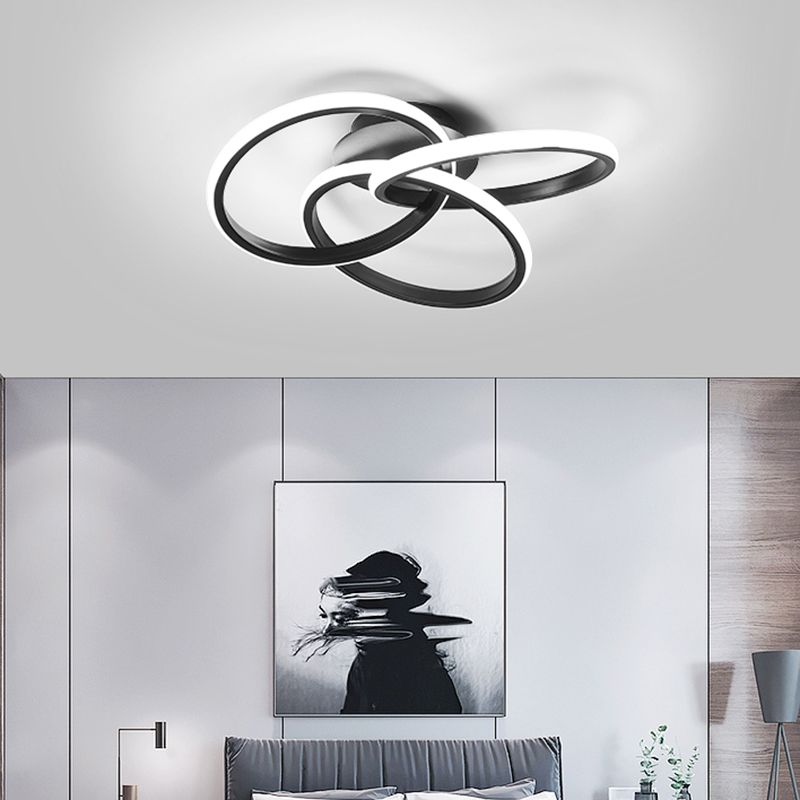 Interlocking Rings LED Flush Light Minimalist Acrylic Bedroom Semi Flush Mount Ceiling Light