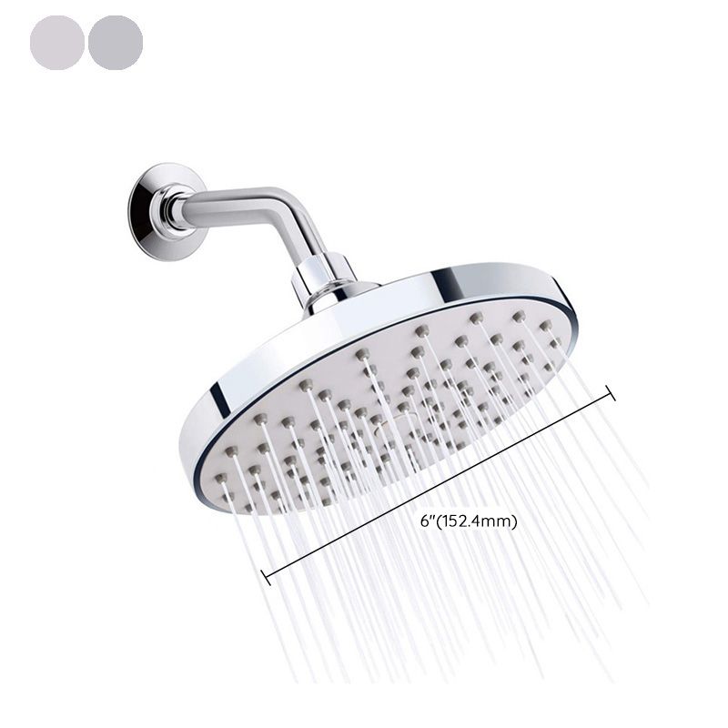 Round Fixed Shower Head Silver Single Spray Wall-Mount Shower Head