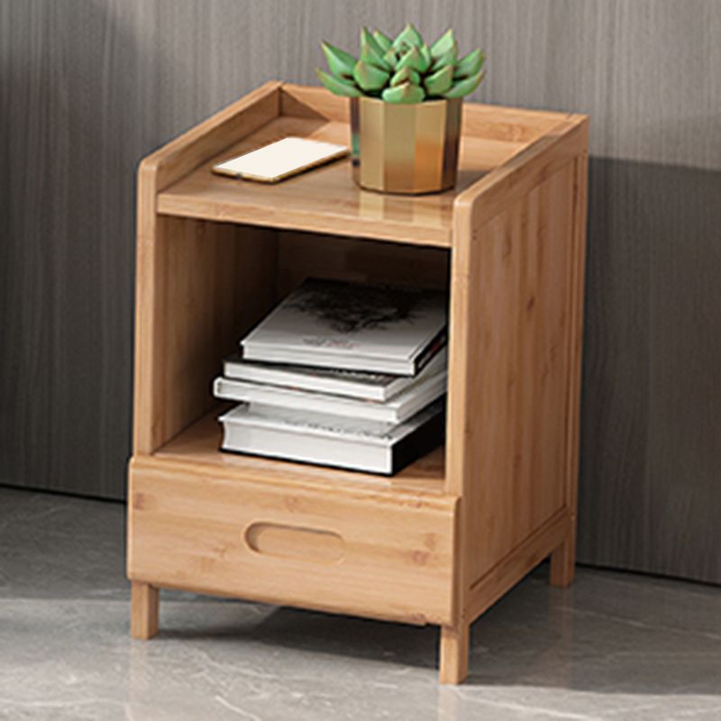 Bamboo Bed Nightstand 16 Inch H Modern Open Storage Nightstand with Legs