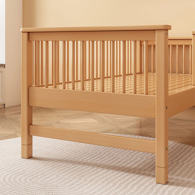 Solid Wood Kids Bed Beech Farmhouse Kids Bed with Guardrail in Natural