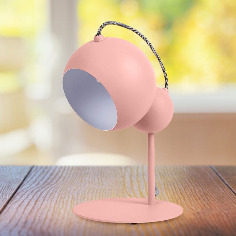 Pink/Yellow/Green Globe Table Lamp Modernist 1 Light Metallic Reading Light with Adjustable Shade for Bedroom