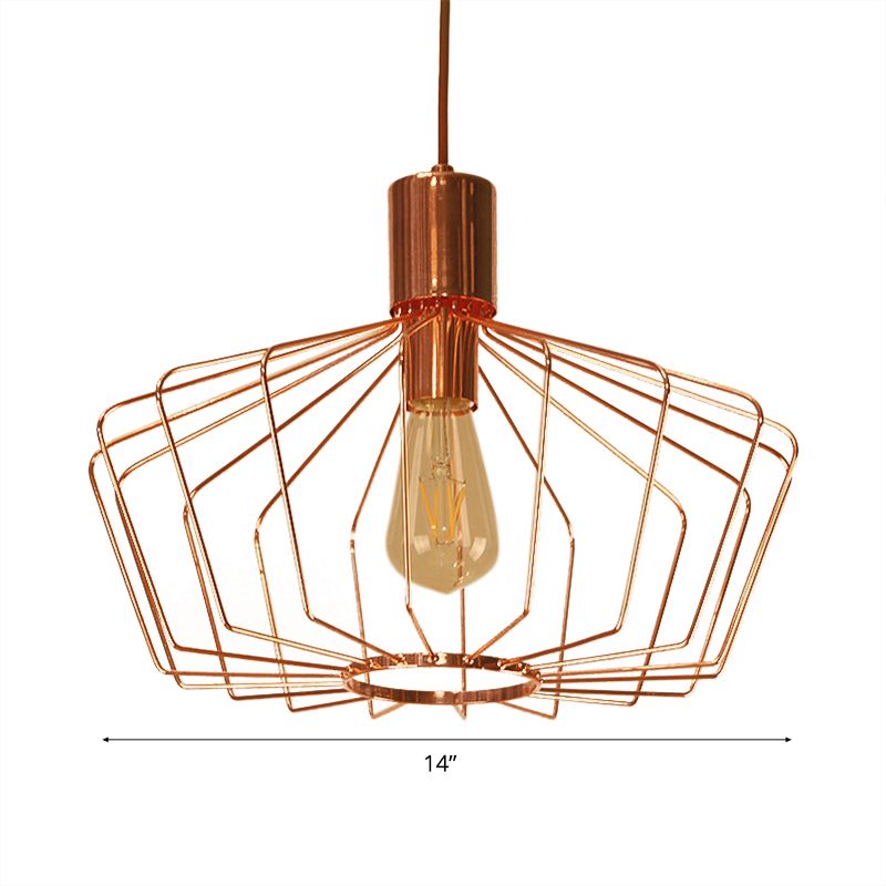 Accensione della sospensione interno a gabbia geometrica Metal 1 Light Brass/Copper Copper Sendering Lighting