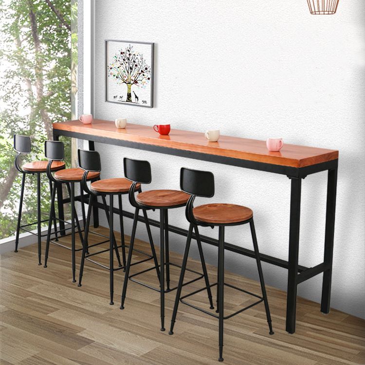 Brown Modern Style Table Solid Wood and Iron Milk Tea Shop Lounge Bar Table