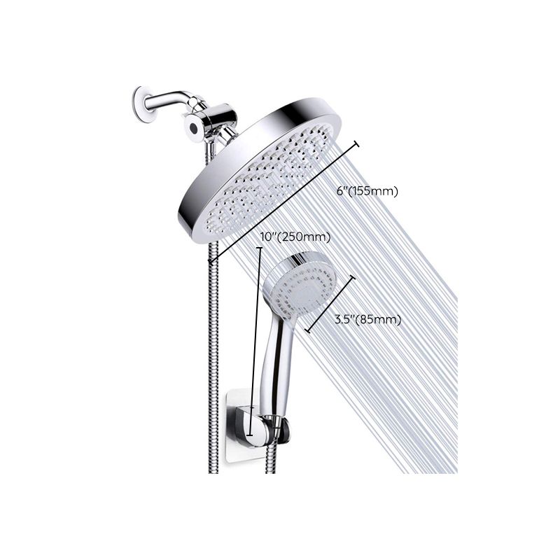 Silver Dual Shower Head with Hose Modern Style Wall-Mount Showerhead