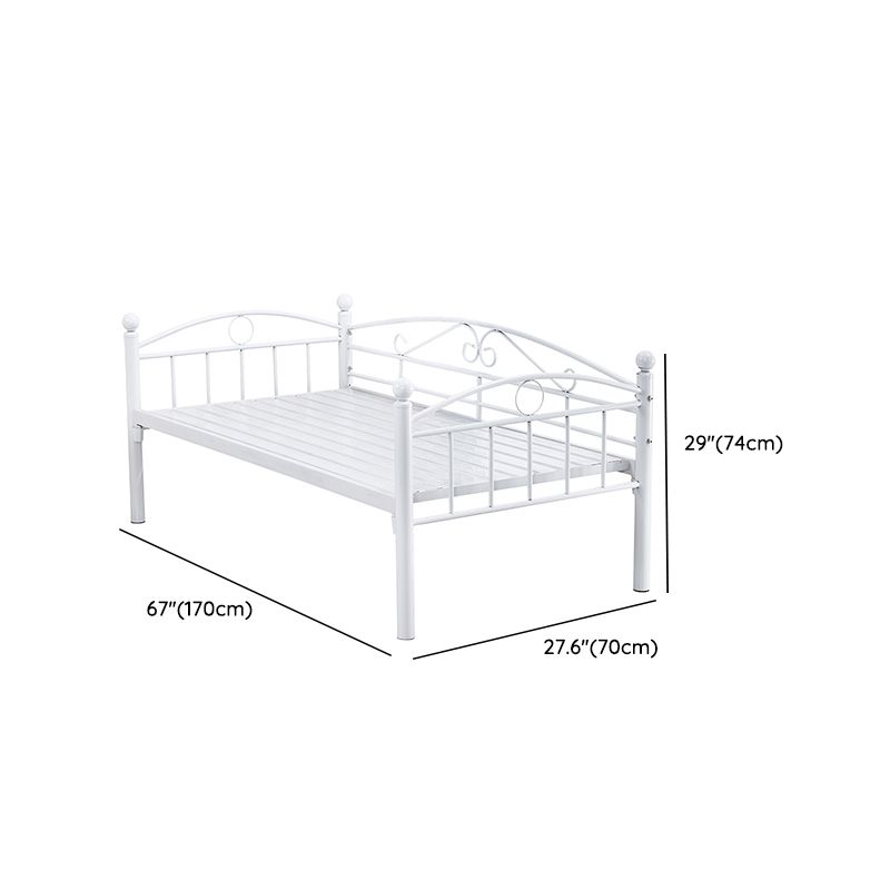 Open Frame Metal Bed Contemporary White Standard Bed with Guardrails