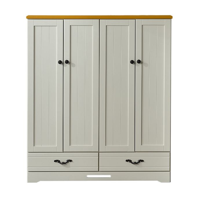 Solid Wood Kid's Wardrobe Contemporary Kids Closet with Lower Storage Drawers