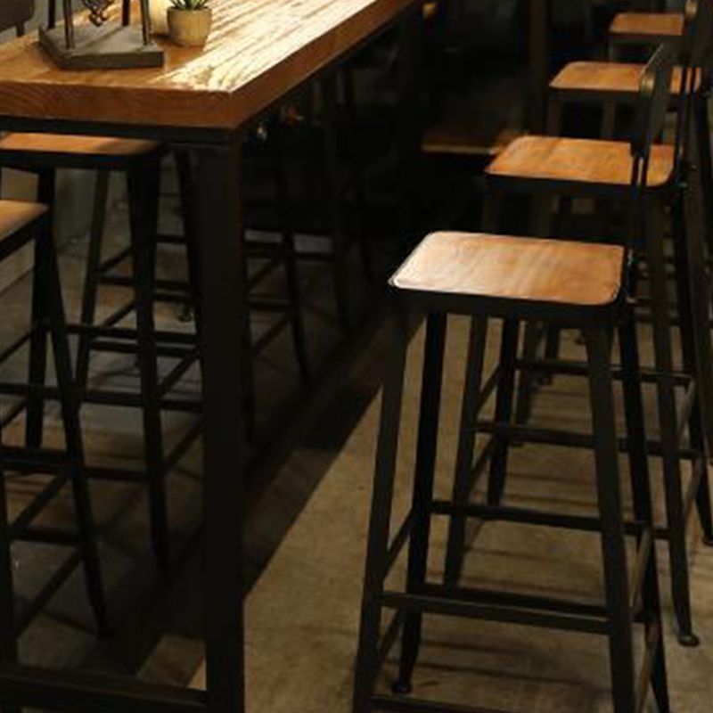 Modern Style Brown Bar Table Solid Wood and Iron Coffee Shop Bar Table