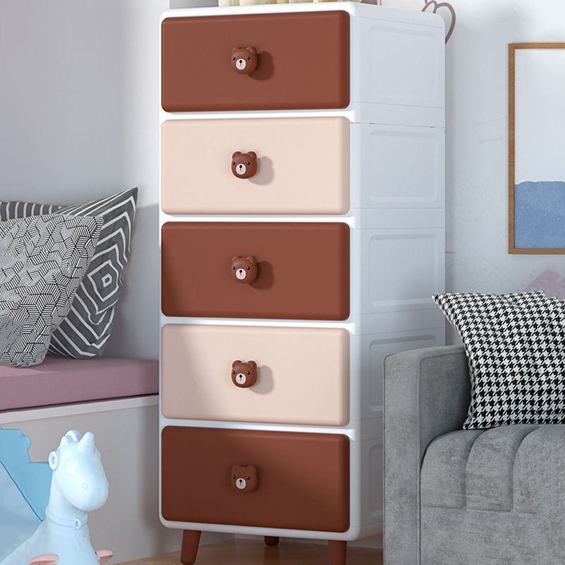 Contemporary Vertical Kids Nightstand Plastic Nursery Dresser with 5/6 Drawers