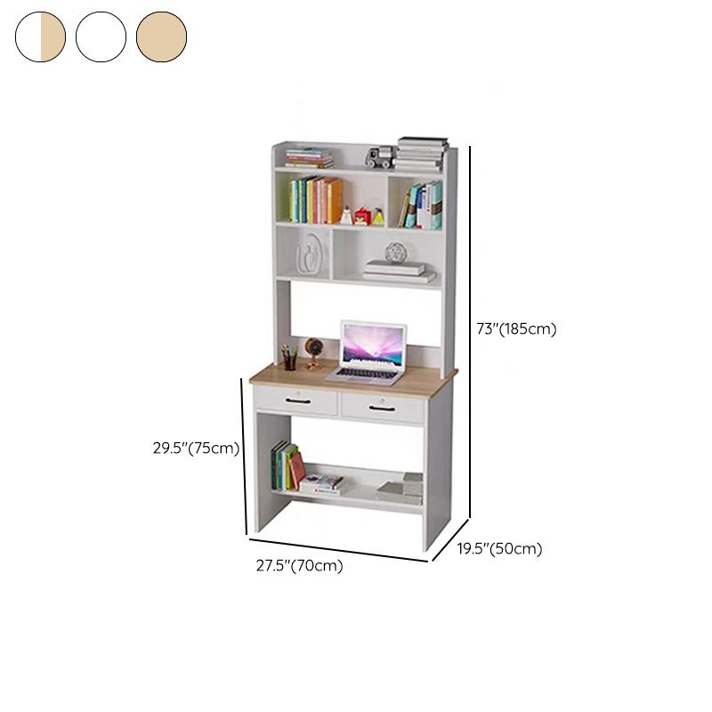 Contemporary Wooden Writing Desk with Drawer and Storage Shelves