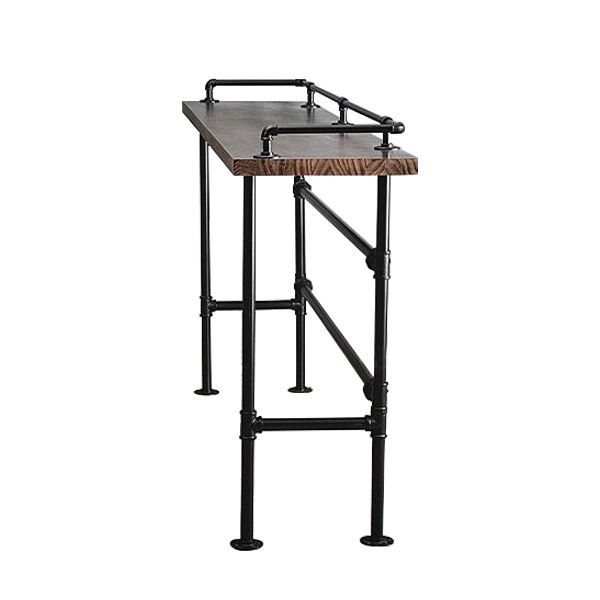 Solid Wood Bar Table Industrial Bar Table with Black Trestle Base