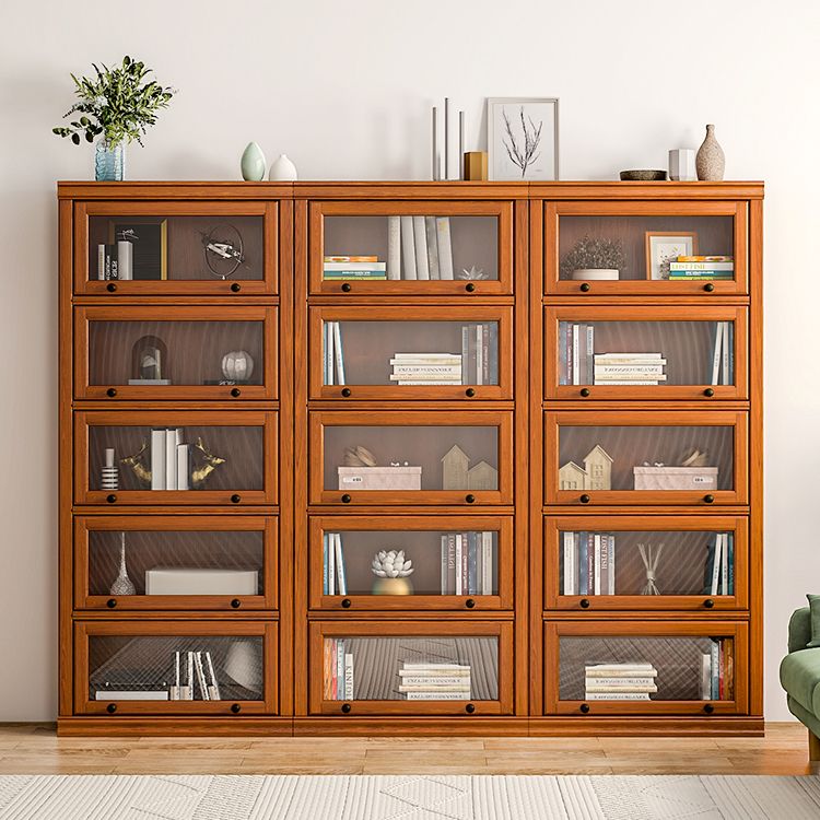 Modern Bookcase Wood Closed Back Bookshelf with Door for Office