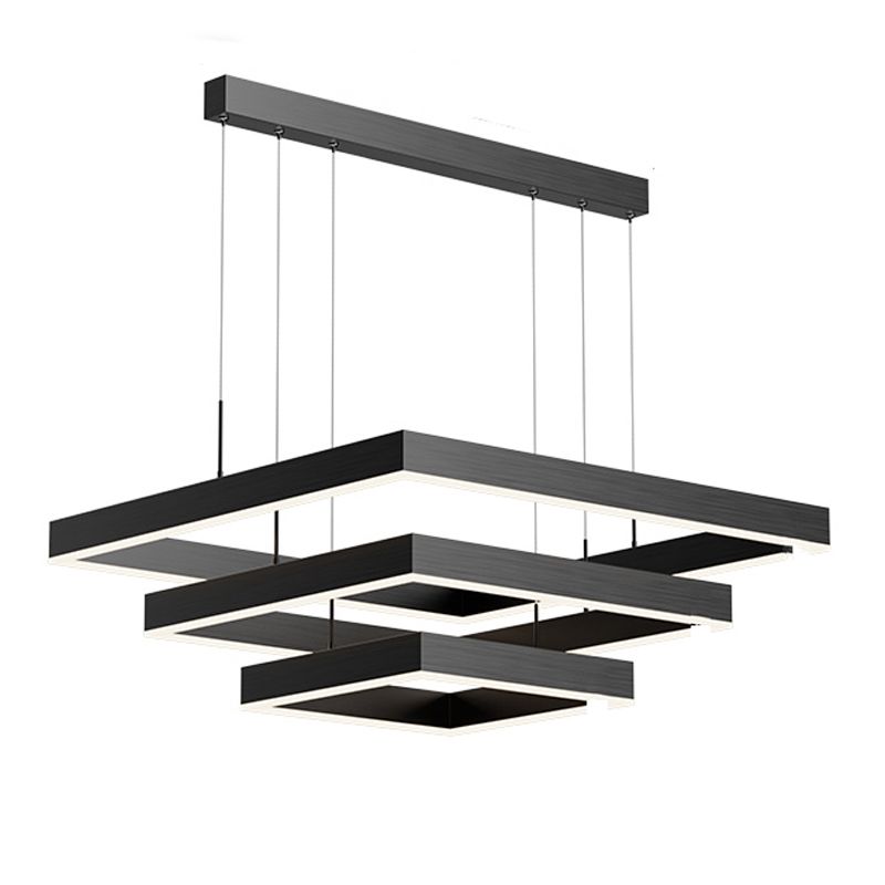 Square Shape Chandelier Lights Modern Metal Chandelier Lighting Fixtures in Black