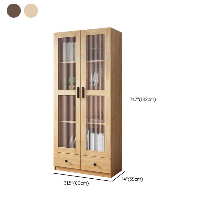 Scandinavian Storage Cabinet Rubberwood Glass Doors Display Cabinet for Bedroom