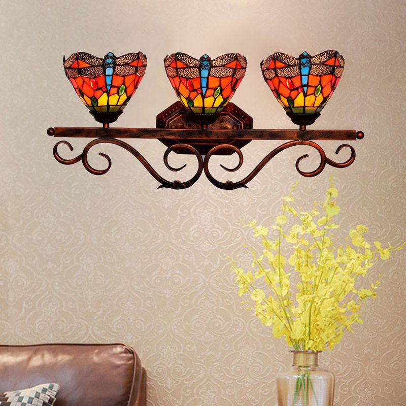 Vintage Colorful Dragonfly Vanity Light Fixtures Tiffany Style over Mirror Vanity Lights