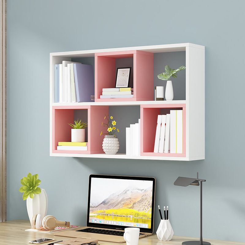 Modern Wall Mounted Shelf Bookcase Engineered Wood Home Bookshelf