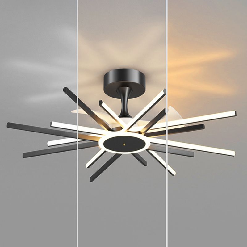 Modern Linear LED Ceiling Fan in Black / Gold Sphere Fan Light