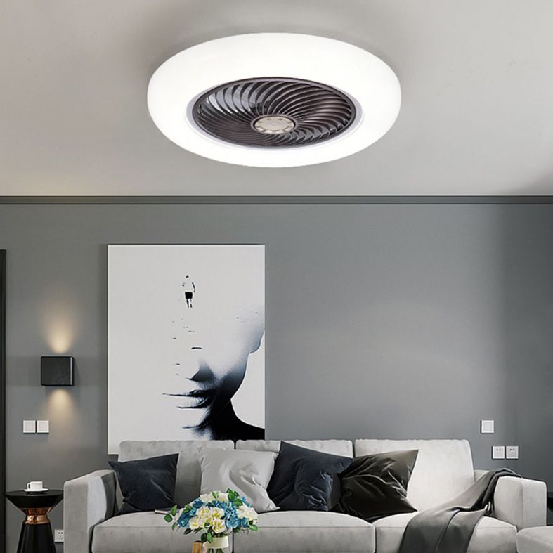 Donut Shaped Acrylic Semi Mount Lighting Simple Style LED Ceiling Fan for Dining Room