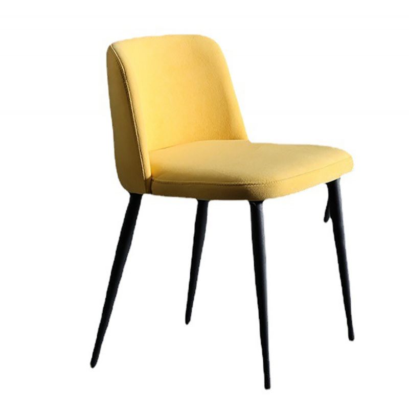 Modern Style Metal Parsons Chair Upholstered Side Chair with Black Legs