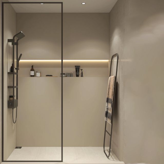 Black Full Frame Fixed Shower Screen Half Partition Shower Door