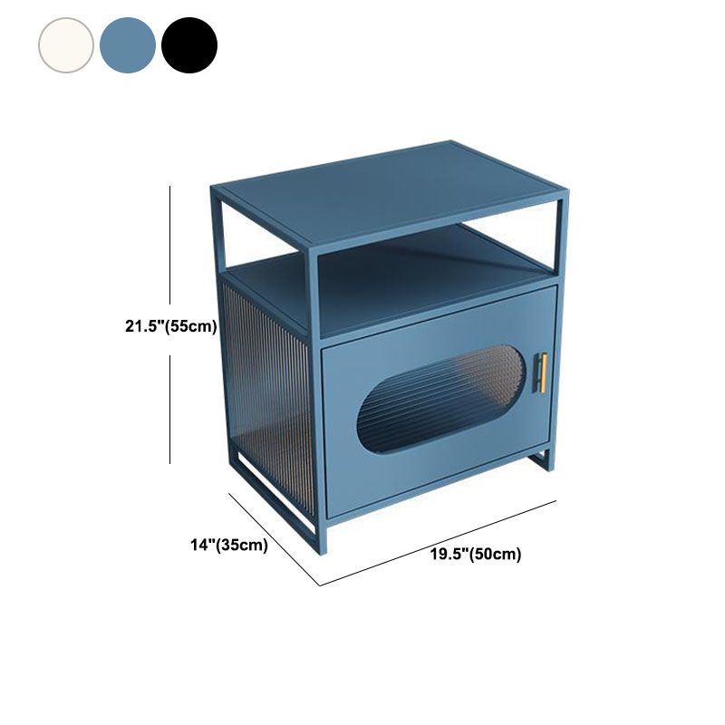 Modern Metal Night Table Storage Bedside Cabinet with Door for Bedroom