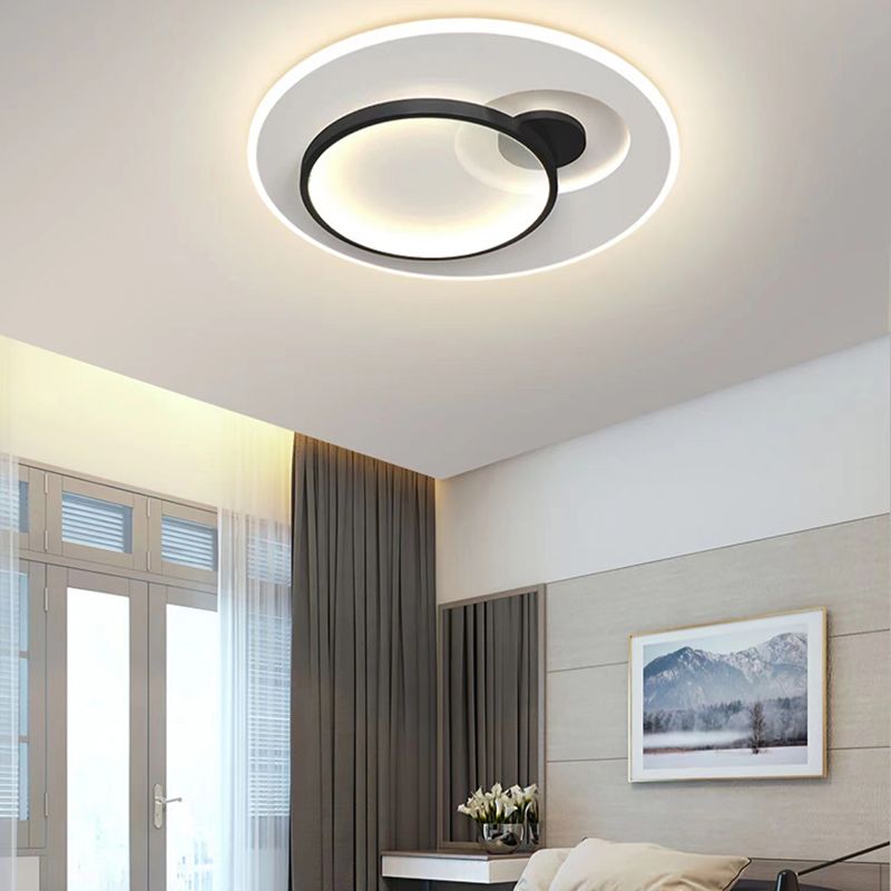 Modern LED Metal Flush Mount Geometric Shape Ceiling Light with Acrylic Shade