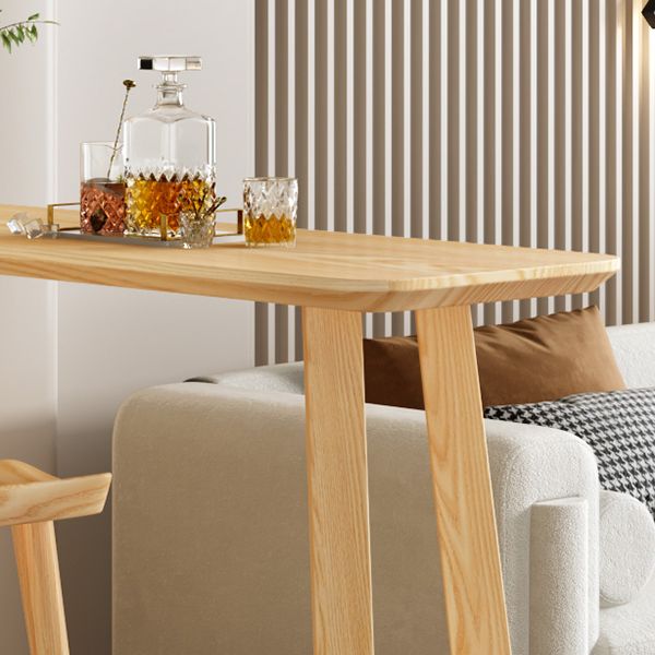 Pine Wood Bar Table Contemporary Bar Table with Wood Sled Base