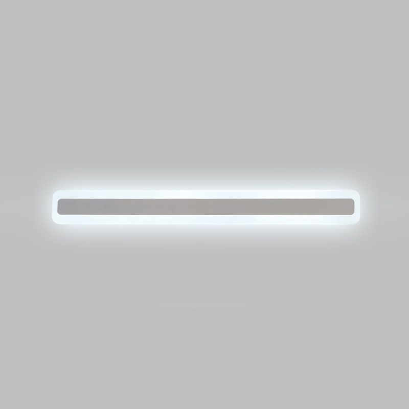 Metal Linear Shape Wall Light Modern 1-Light Mirror Wall Mount Light Fixture in White