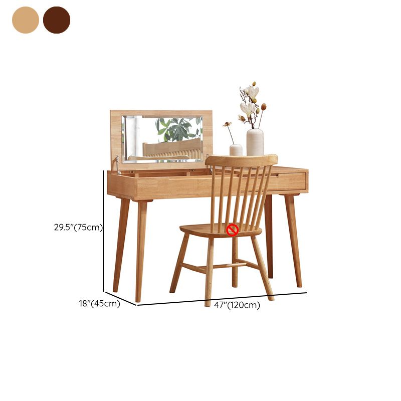 17.71" Wide Vanity Table with Drawer Wooden Flip-Top Makeup Table