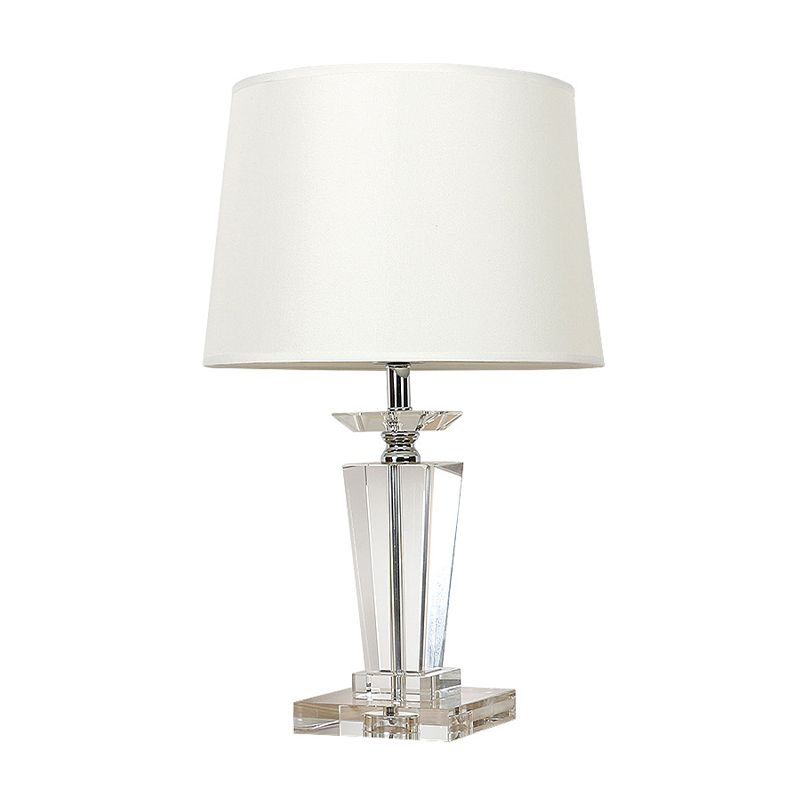 1-Light Living Room Table Lamp Modernism White Night Lighting with Beveled K9 Crystal