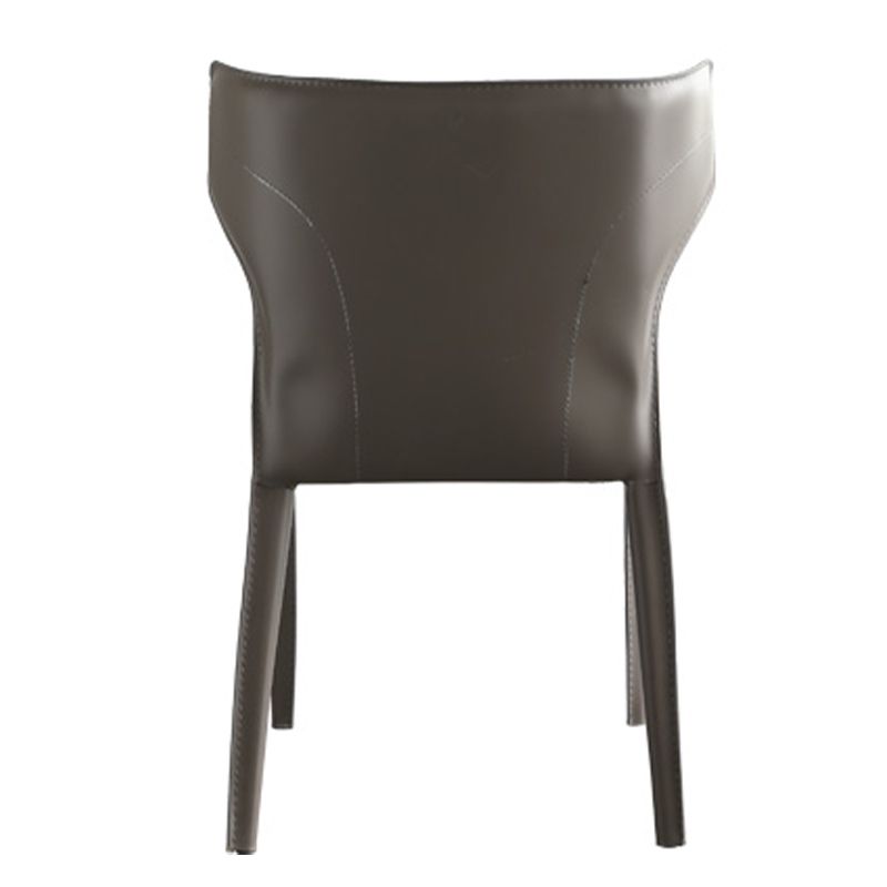 Contemporary Leather Dining Chair Wingback Side Armless Chair for Home Use