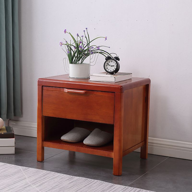 20"L X 22"H Modern Nightstand Rubber Wood Bedside Cabinet with 1-drawer