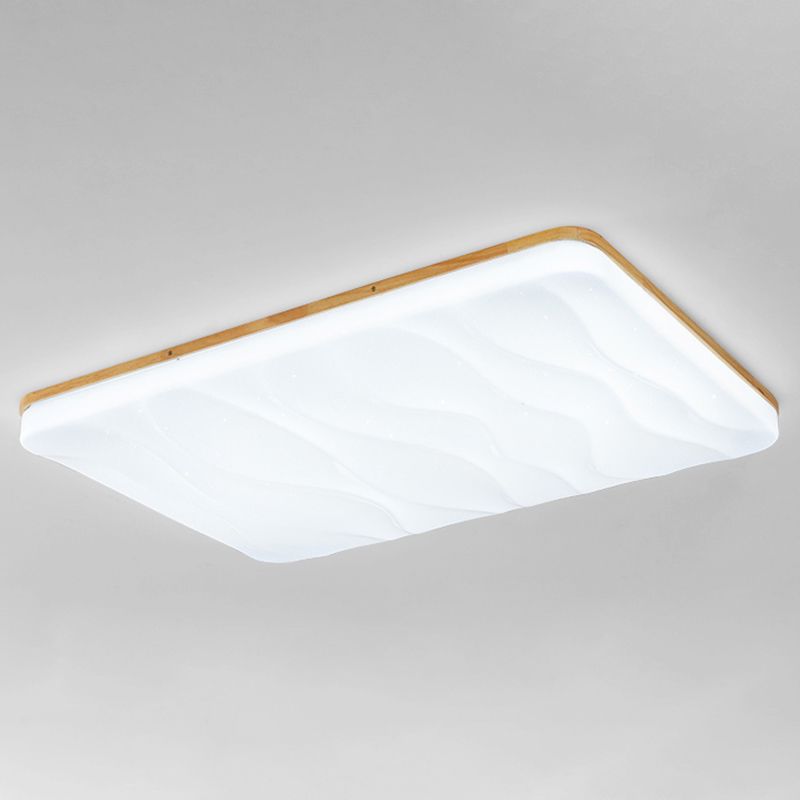 Modern Rectangle Ceiling Light Wood 1 Light LED Flush Mount Light for Bedroom