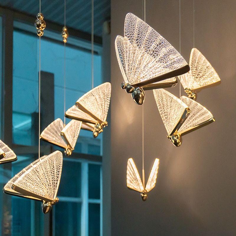 Metal Butterfly Shade Hanging Lights Modern Style Multi Head Hanging Mount Fixture for Restaurant