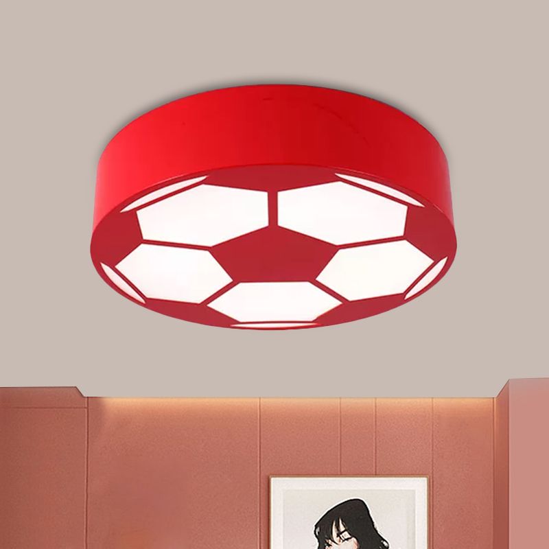 Fútbol rojo / amarillo / azul flushmount estilo infantil LED Metal incorporado lámpara de techo con pantalla de acrílico