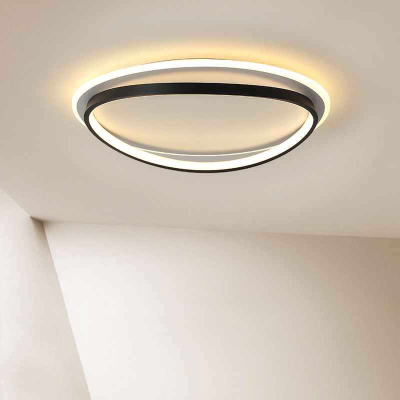 2 - Light Round LED Flush Mount Minimalist Linear Ceiling Mount