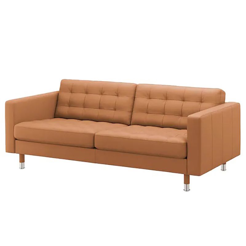 Square Arm Tufted Faux Leather Furniture Sectionals in Brown